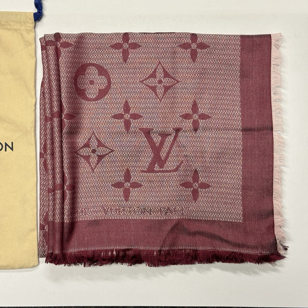 Louis Vuitton Monogram Seide Tuch/Schal 140cm Burgunder Rot Lila M73668