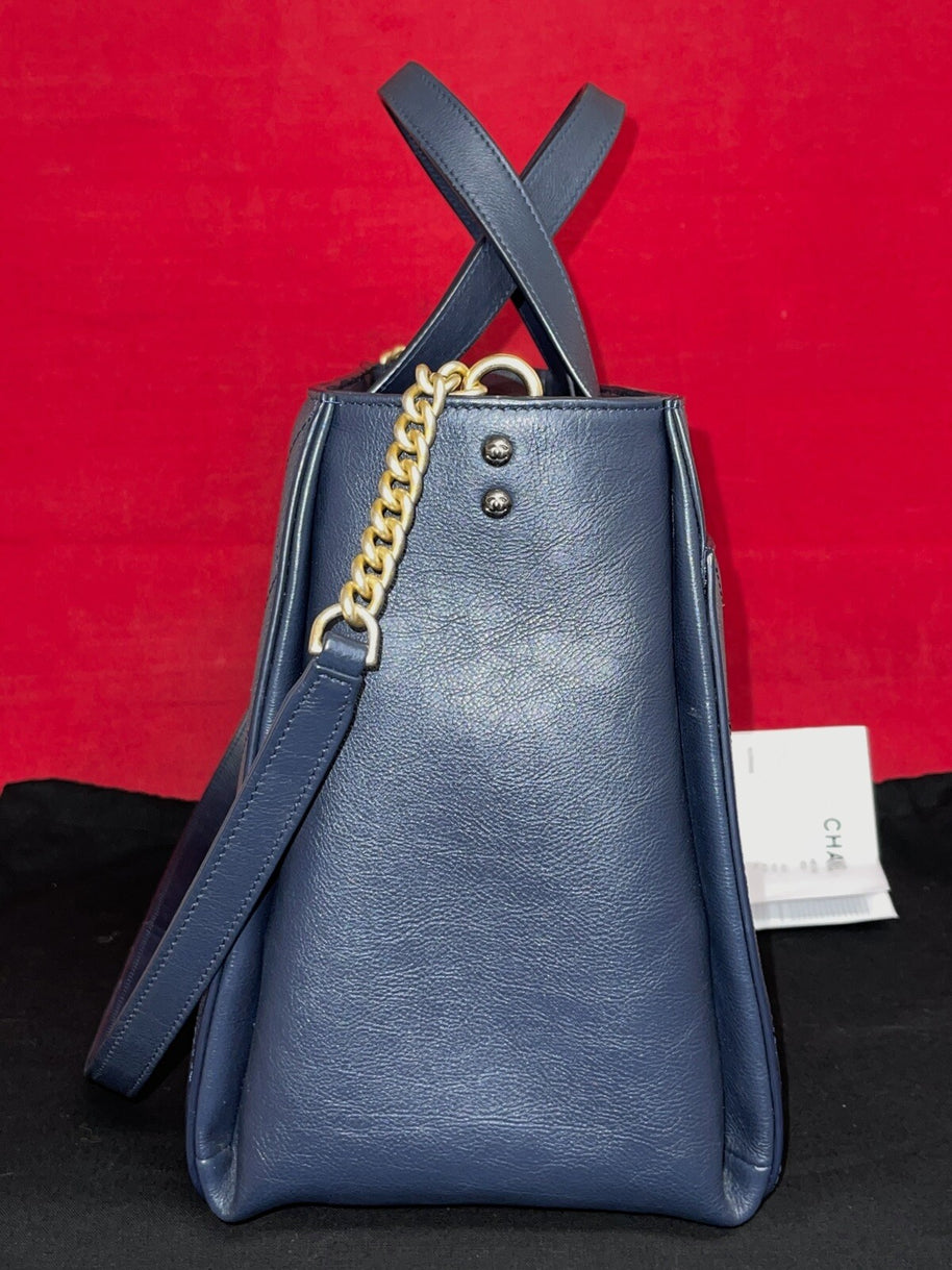Chanel A93581 Shopping Bag Damen Umhängetasche Shopper Straight Lines Dunkelblau