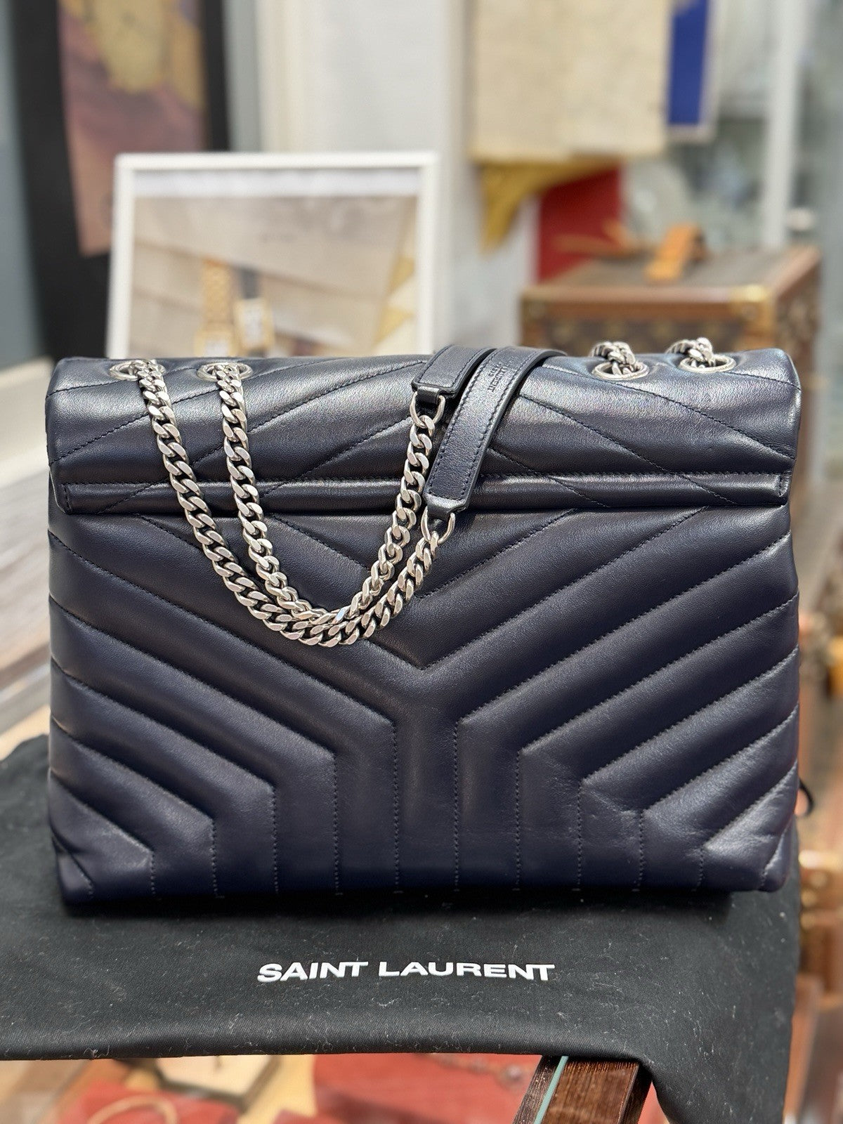 YSL Saint Laurent Loulou Medium Marine Blau Umhängetasche