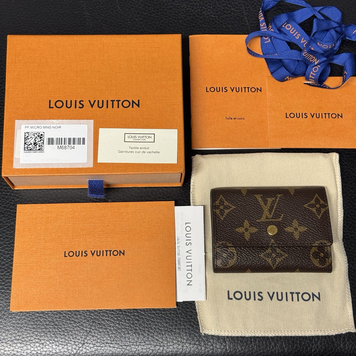Louis Vuitton Micro Wallet Trifold Geldbörse Monogam Schwarz mit orig. Rechnung