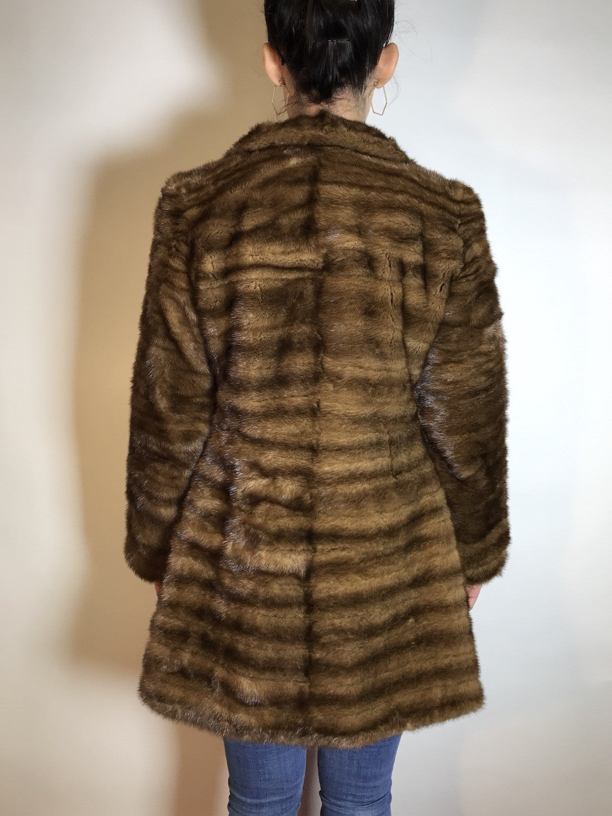 Lange Nerzjacke naturbraun Querschnitt, Exklusiv vom Kürschner Gr. 34/36 Damen