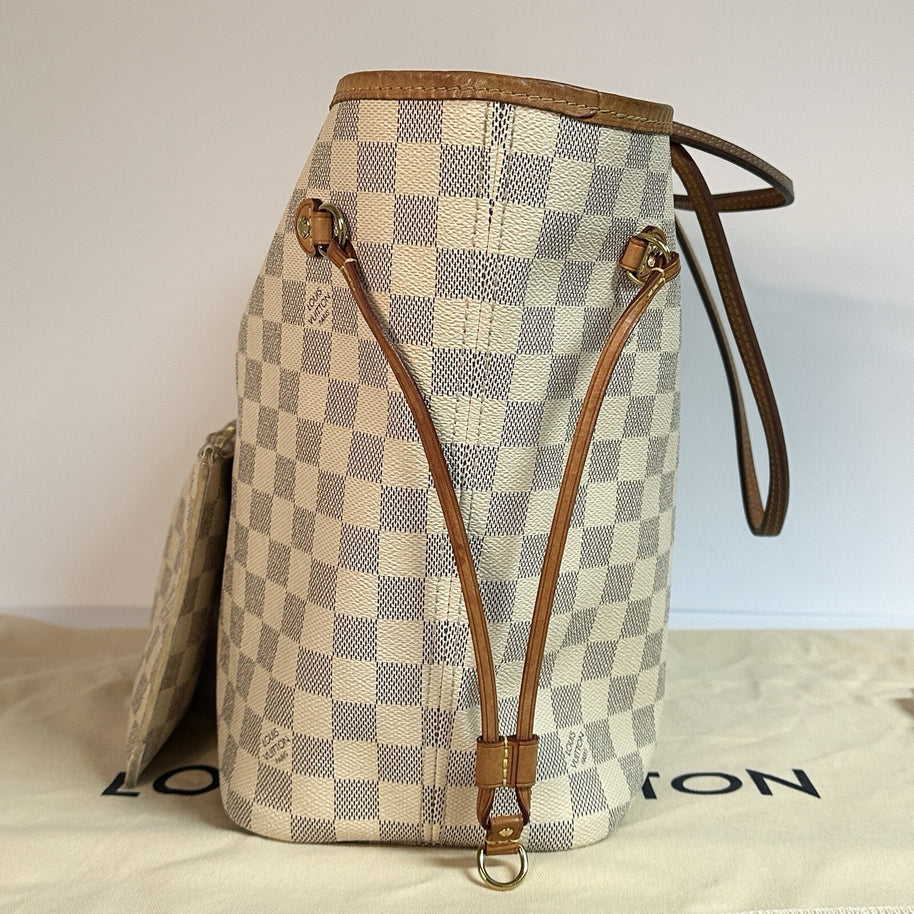 Louis Vuitton Neverfull MM + Pochette Damier Azur 2019 mit Original Rechnung