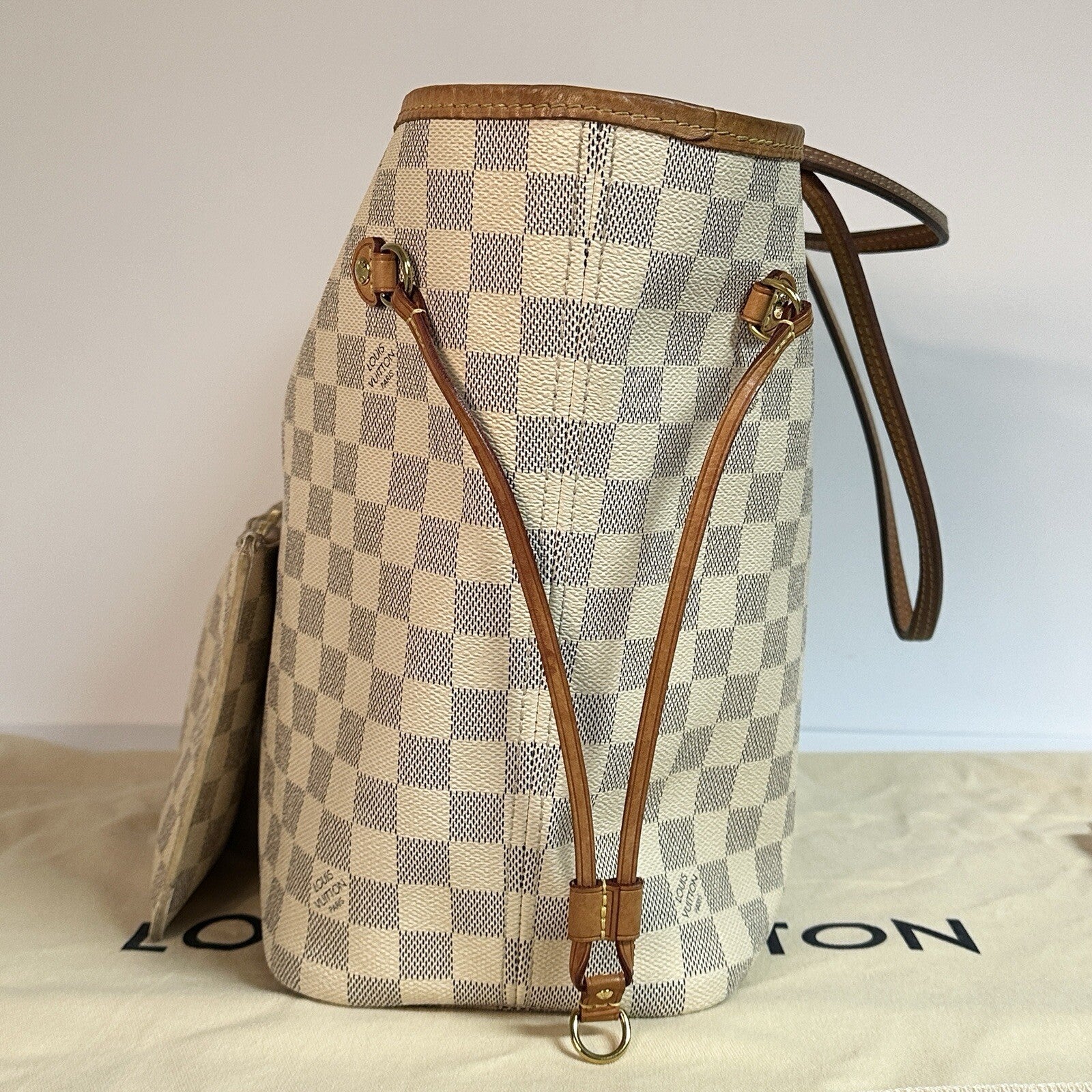 Louis Vuitton Neverfull MM + Pochette Damier Azur 2019 mit Original Rechnung