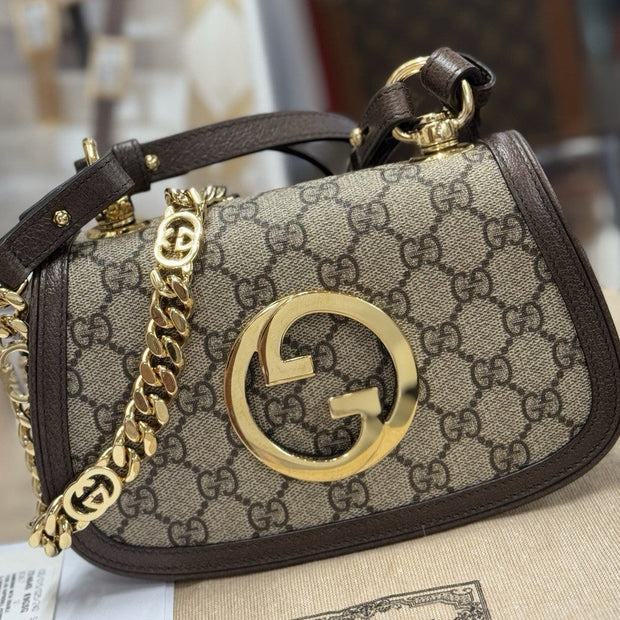 Gucci Blondie Mini GG Supreme Umhängetasche Beige Gold 724645