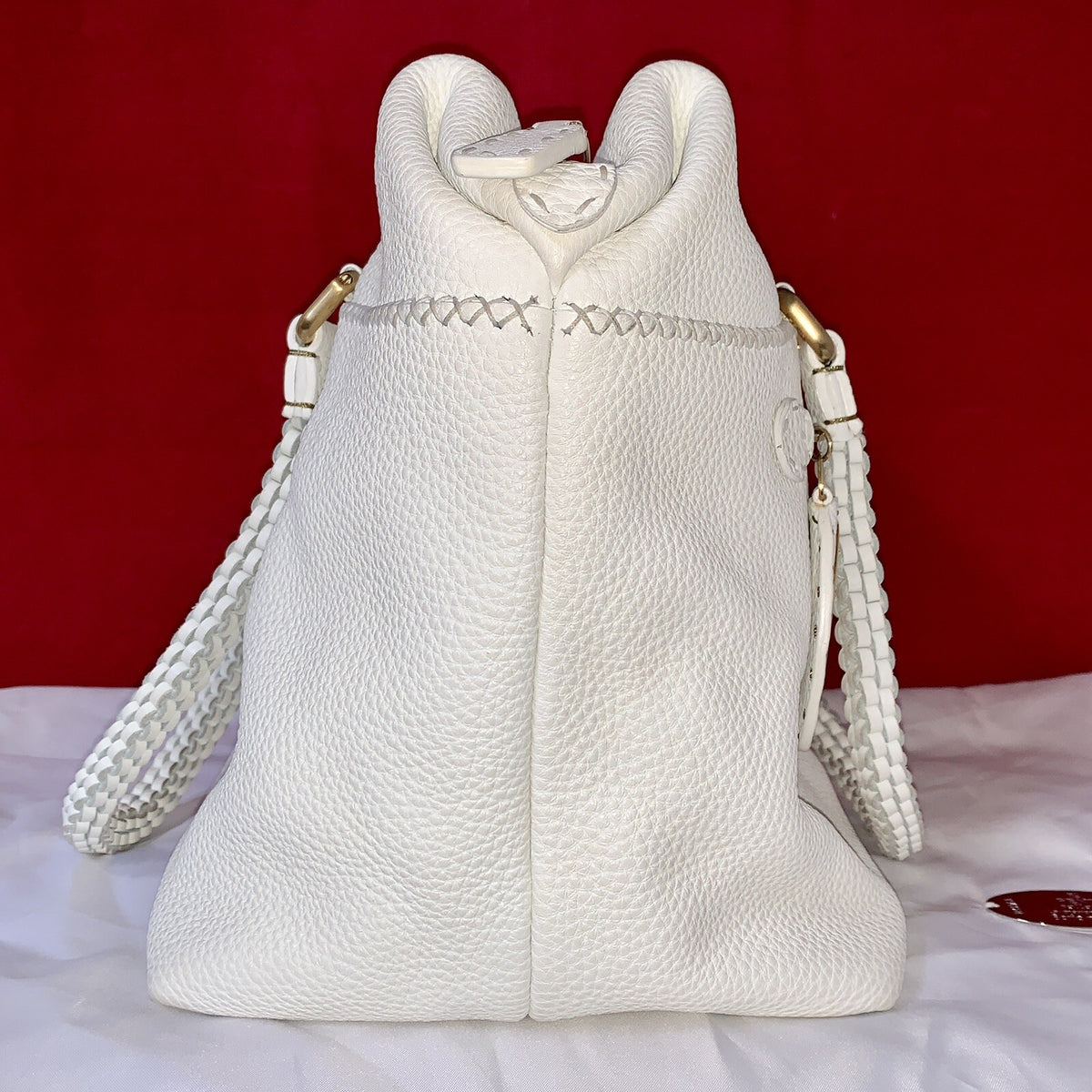 Fendi Selleria Peekaboo Lavorazione a mano Damen Handtasche Weiß Tote Bag