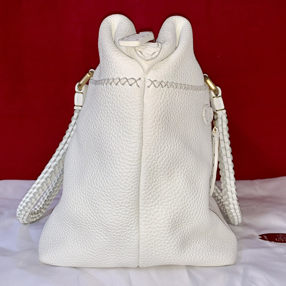 Fendi Selleria Peekaboo Lavorazione a mano Damen Handtasche Weiß Tote Bag