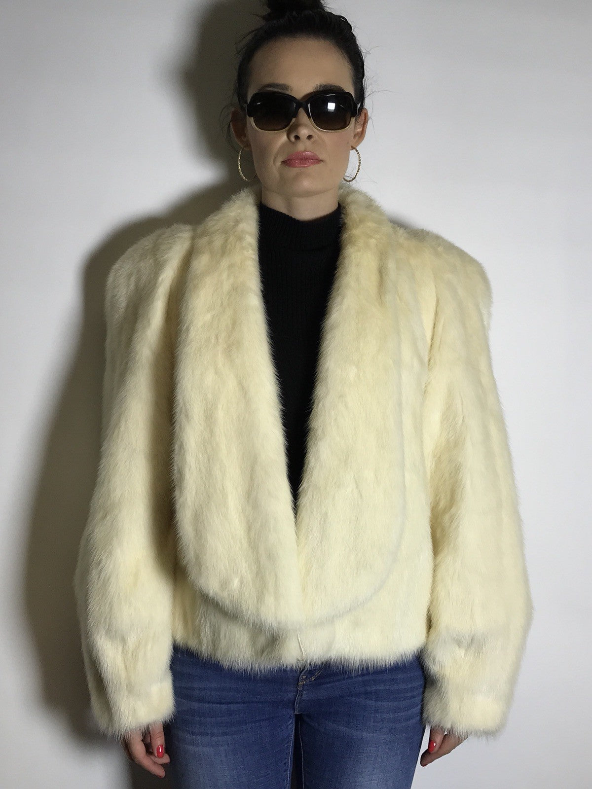 Creme-weisse Nerzjacke/Bolero, Sonderanfertigung vom Kürschner Gr. 38-40 Damen