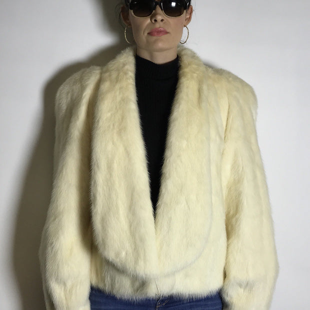 Creme-weisse Nerzjacke/Bolero, Sonderanfertigung vom Kürschner Gr. 38-40 Damen