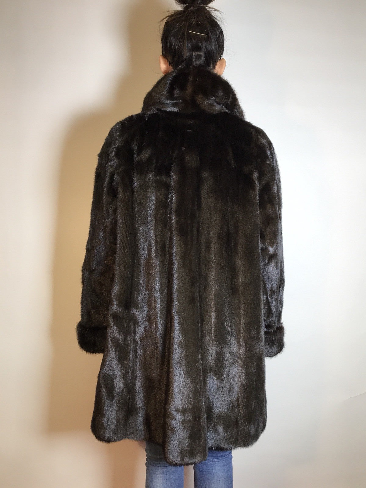 Wunderschöner 3/4 Nerzmantel Original SAGA MINK Nerz dunkelbraun Gr. 40/42 Damen