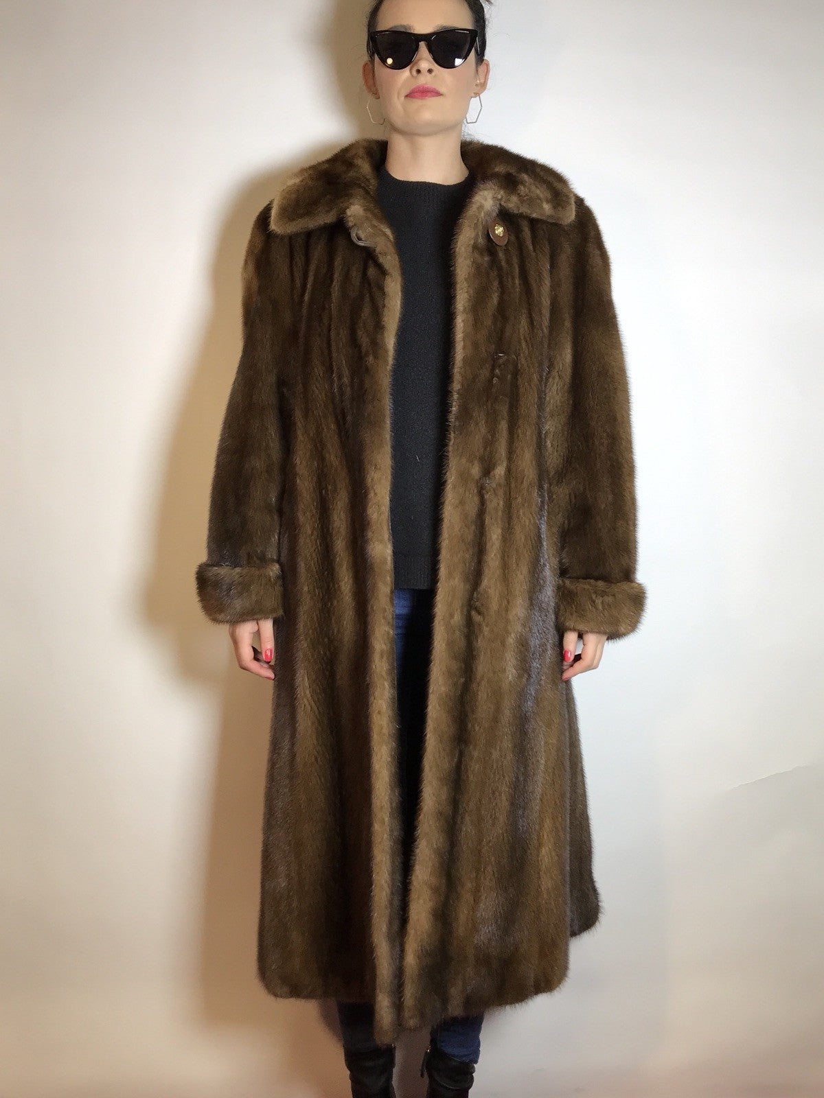 Wunderschöner langer Nerzmantel braun CANADA MAJESTIC MINK Gr. 40/42 Damen
