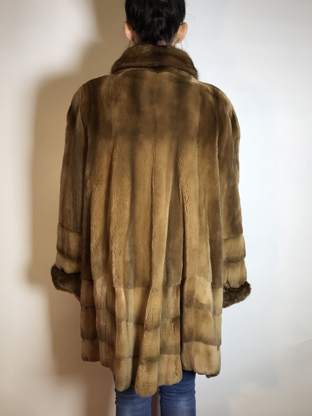 Traumhafter geschorener 3/4 Nerzmantel braun vom Kürschner Gr. 42/44 Damen