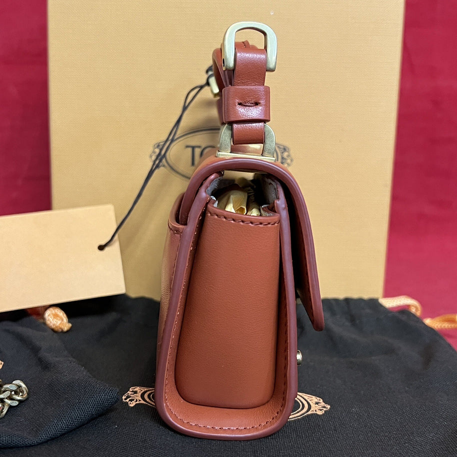 TOD’S TODS TSI MINI BAG MICRO ROR TERRACOTTA LEDER UMHÄNGETASCHE NEU