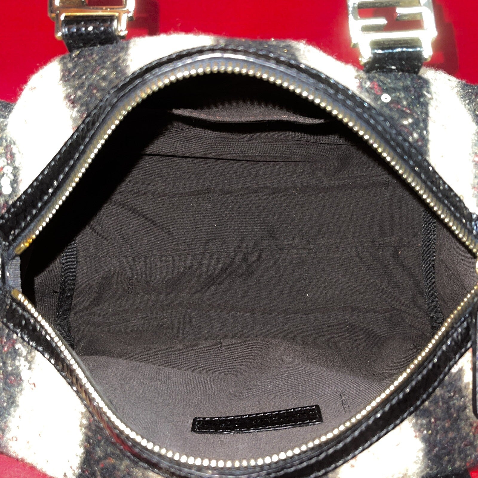 Fendi Zucchino Boston Bag Speedy Damen Handtasche Limited Edition mit Pailletten