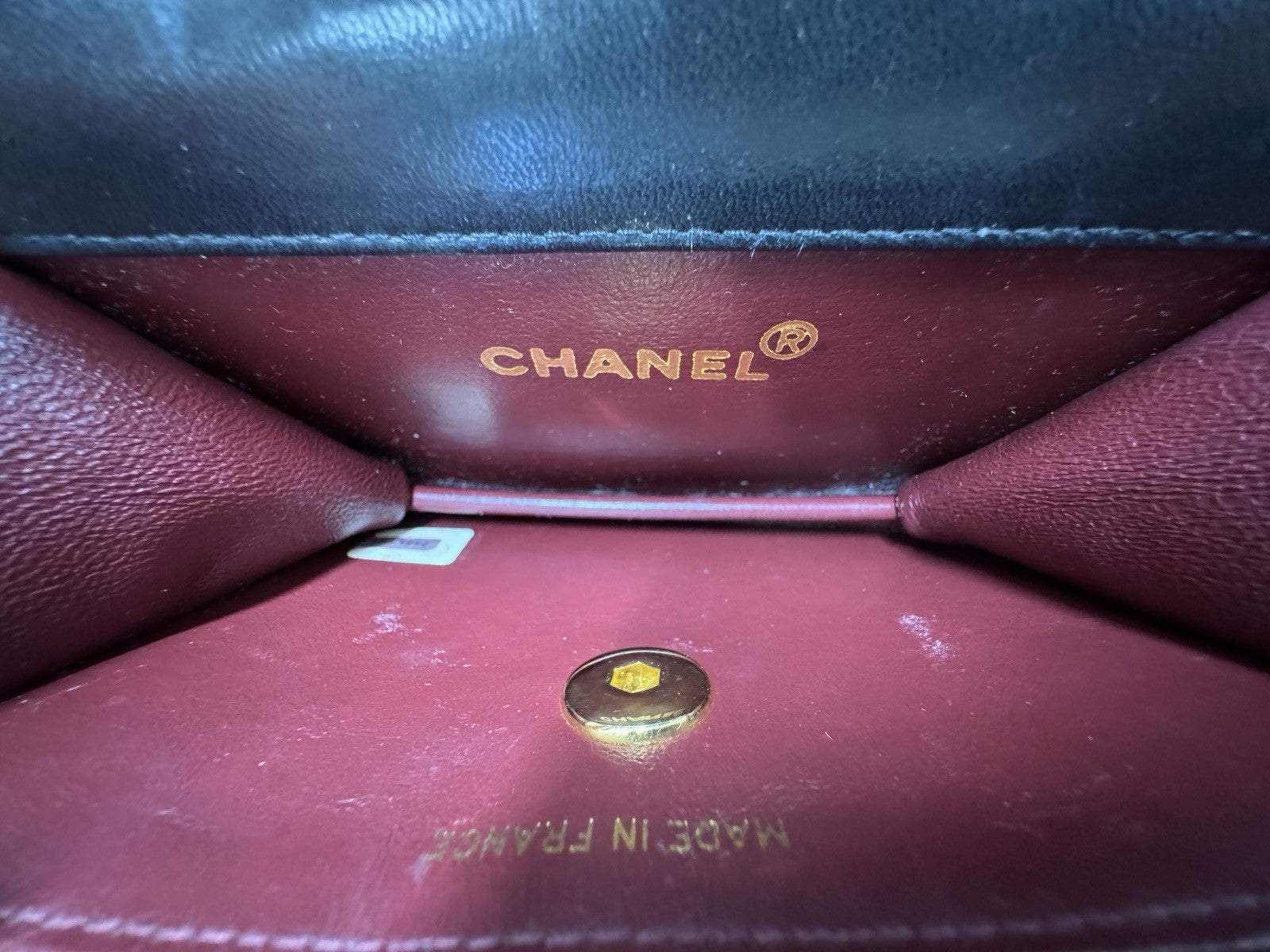 Chanel Flap Bag Classic Lambskin Leder Schwarz & Gold Vintage Mini Nano