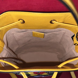 Gucci Flora Ophidia Bucket Bag Umhängetasche GG Supreme Modell:550621 Gelb Leder