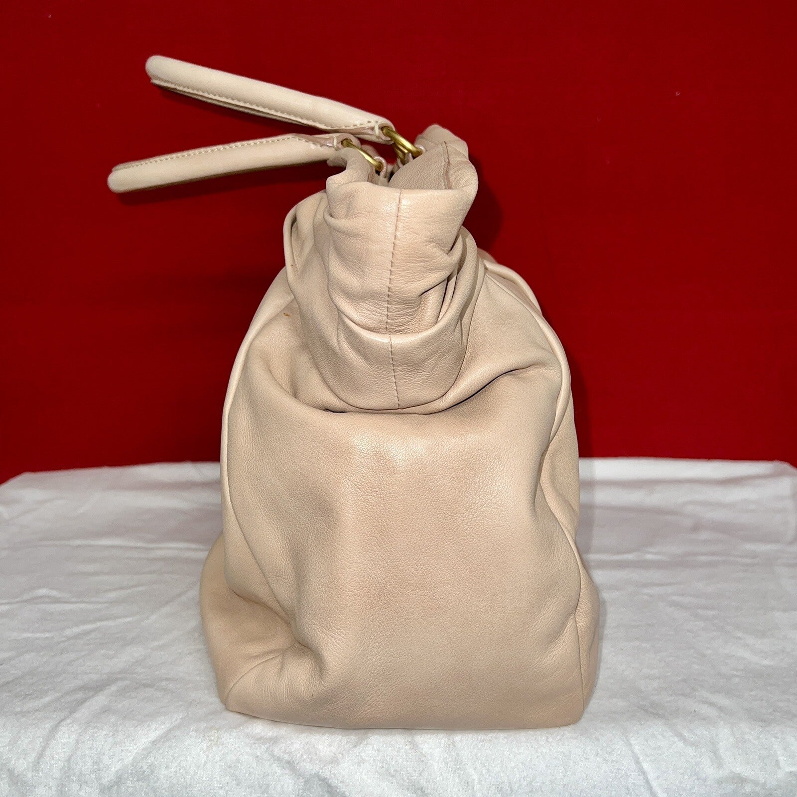 Prada Damen Handtasche Shopper Tote Bag BN1689 Nappa Nappa Frills Cipria Beige