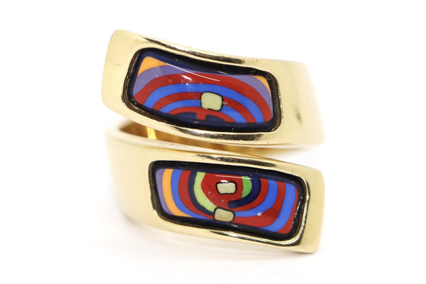 Frey Wille Ring Hundertwasser „Spirals of Life“ 750er 18K Gelbgold & Emaille