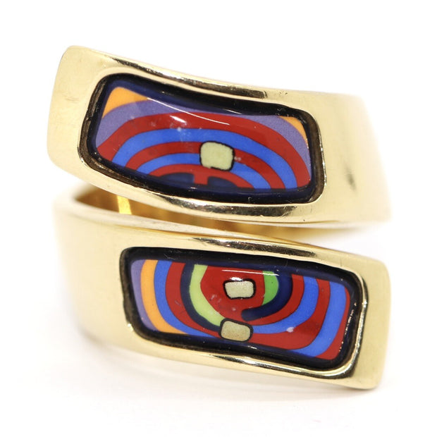 Frey Wille Ring Hundertwasser „Spirals of Life“ 750er 18K Gelbgold & Emaille