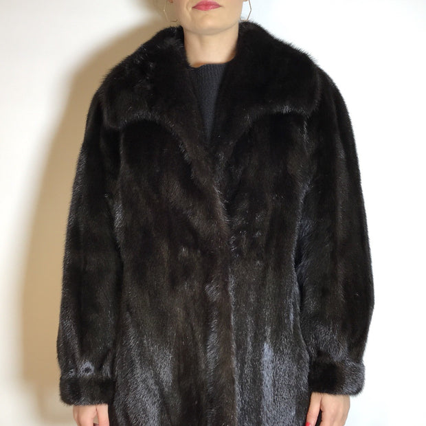 Moderne Nerzjacke dunkelbraun Sonderanfertigung vom Kürschner Gr. 36/38 Damen