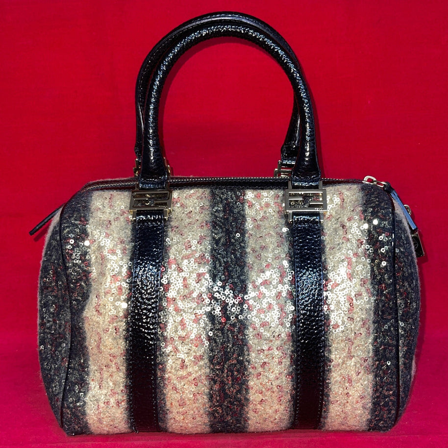 Fendi Zucchino Boston Bag Speedy Damen Handtasche Limited Edition mit Pailletten