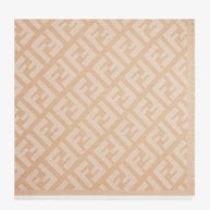 Fendi FF Shawl Wolle & Kaschmir Schal 140x140 cm Schultertuch beige/gold wie Neu