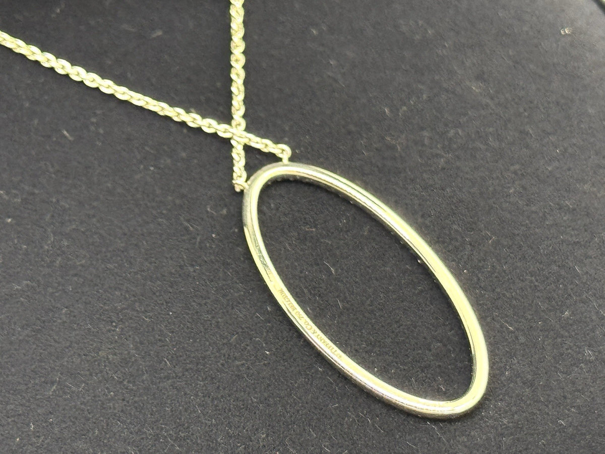 Tiffany & Co. Metro Halskette mit Oval Brillant Anhänger 750er Weißgold Collier