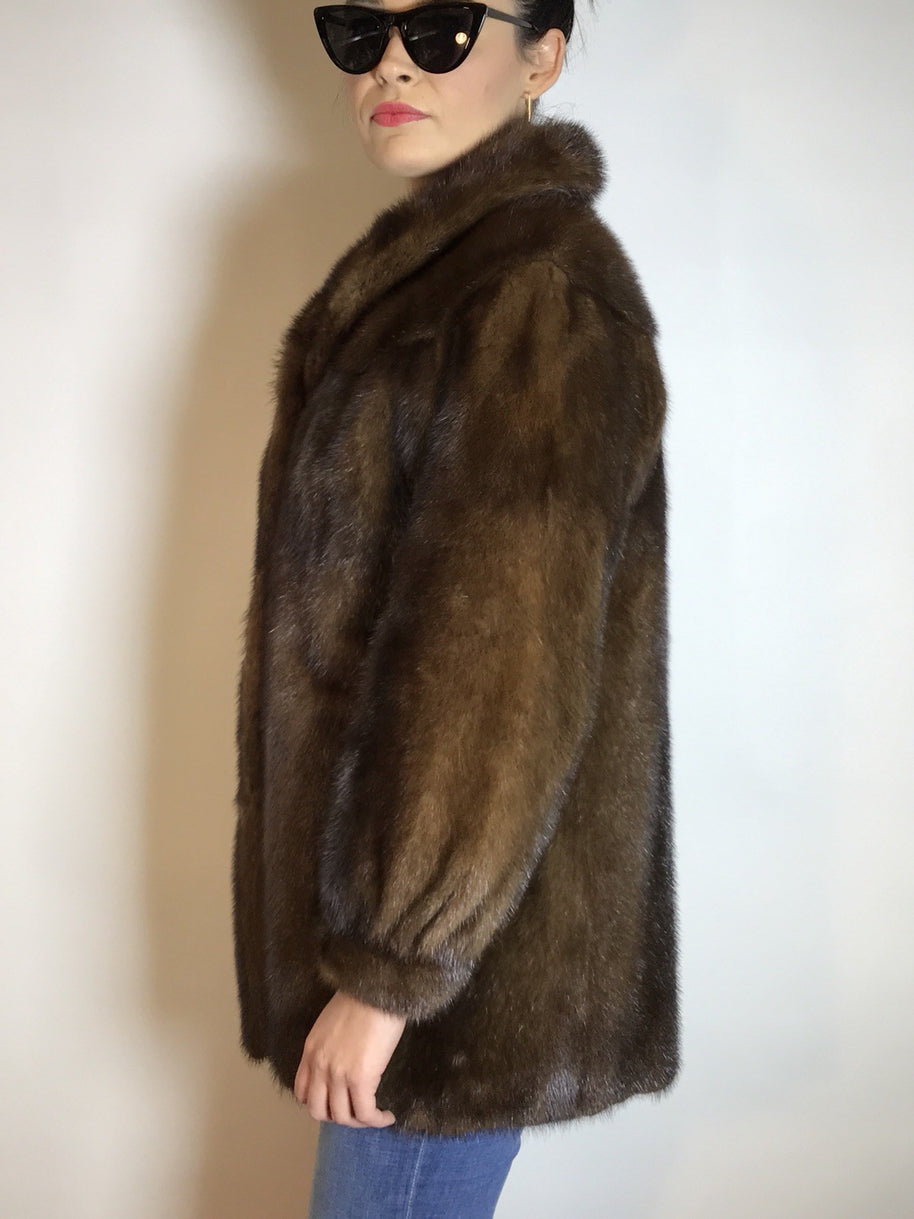 Schöne Nerzjacke naturbraun vom Kürschner Gr. 34/36 Damen