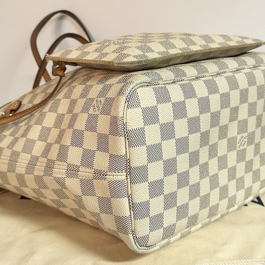 Louis Vuitton Neverfull MM + Pochette Damier Azur 2019 mit Original Rechnung