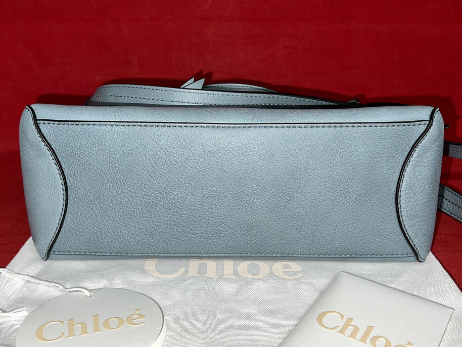 Chloé Faye Damen Umhängetasche Blau Leder Shoulder Bag Cloudy Blue