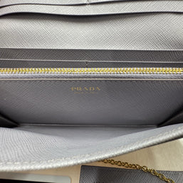 Prada 1MH132 große Geldbörse Portemonnaie Saffiano Metal Leder Violett Glicine