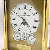 Matthew Norman Tischuhr 8-Tage Werk • Mondphase • Vollkalender • Messing • 17cm