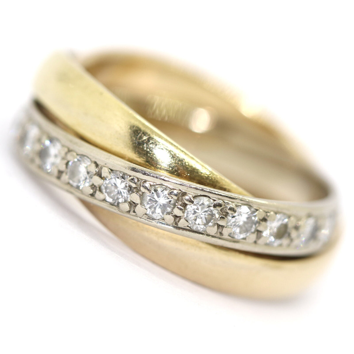 3-Band Goldring Tricolor mit Brillanten 750er/18K Gelb-/Weiß- & Rosegold Gr. 53