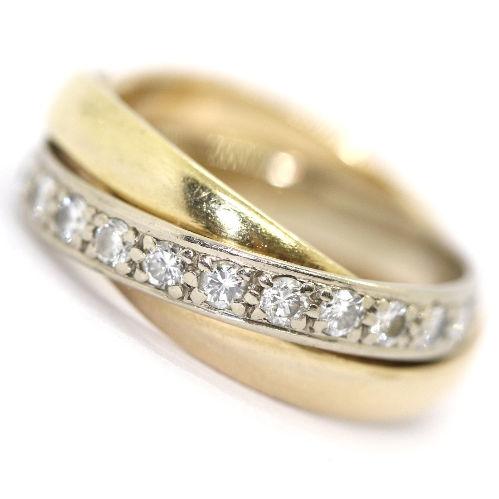 3-Band Goldring Tricolor mit Brillanten 750er/18K Gelb-/Weiß- & Rosegold Gr. 53