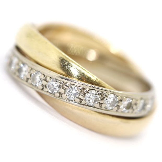 3-Band Goldring Tricolor mit Brillanten 750er/18K Gelb-/Weiß- & Rosegold Gr. 53