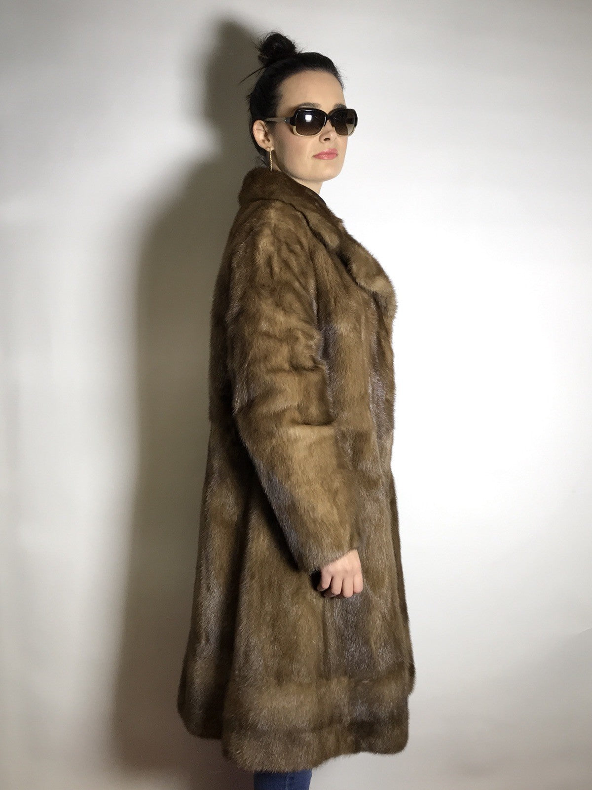 Klassischer Nerzmantel SAGA MINK beige, hellbraun vom Kürschner Gr. 36/38 Damen