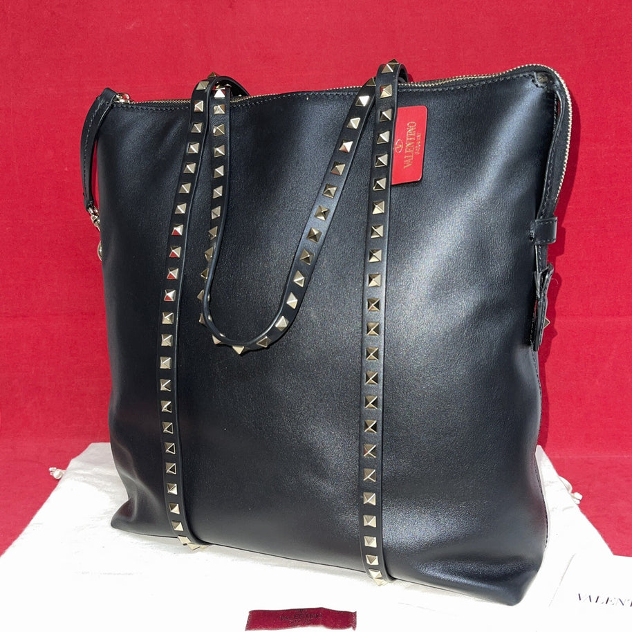 Valentino Garavani Rockstud Double Handle Bag Schwarz Damen Handtasche Shopper
