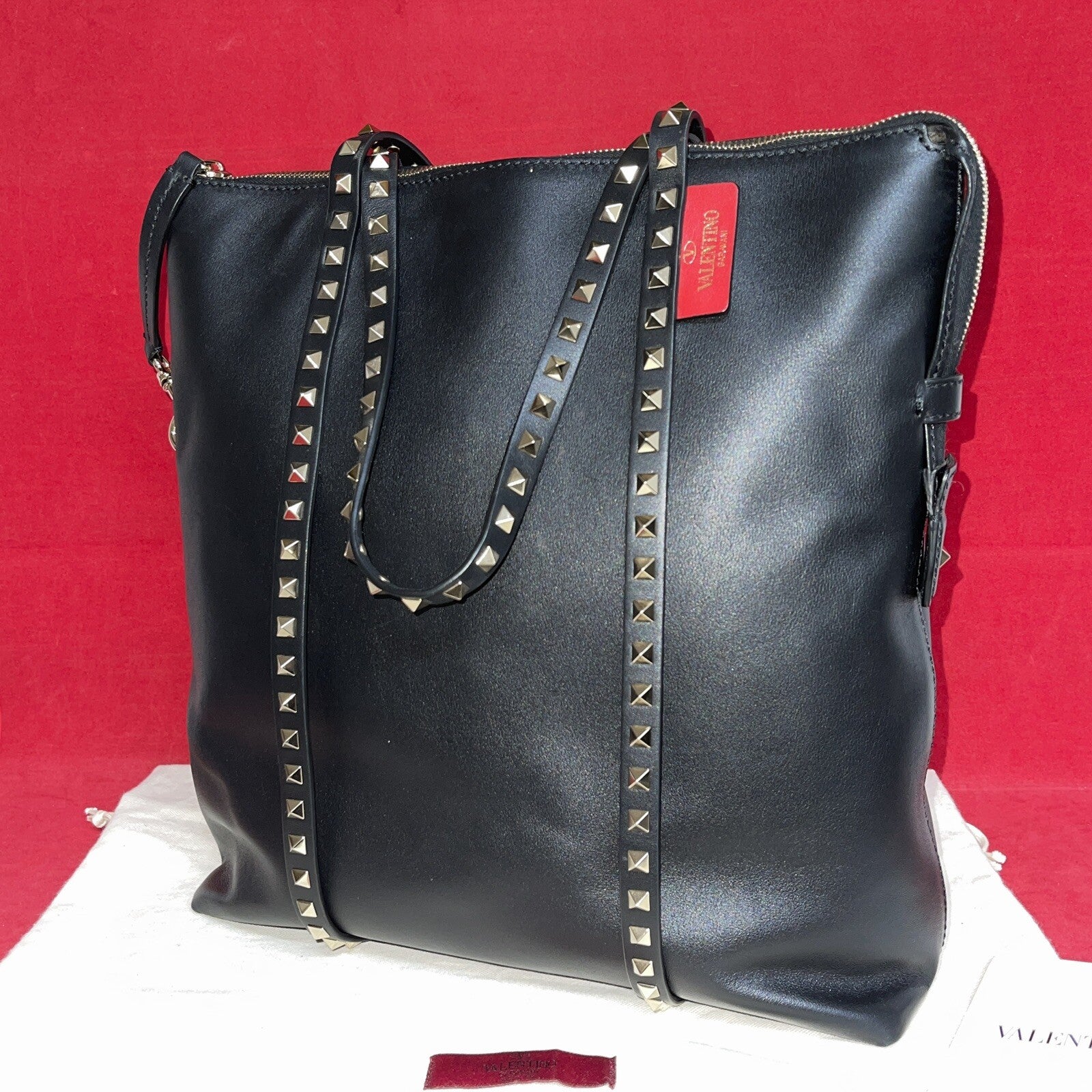 Valentino Garavani Rockstud Double Handle Bag Schwarz Damen Handtasche Shopper