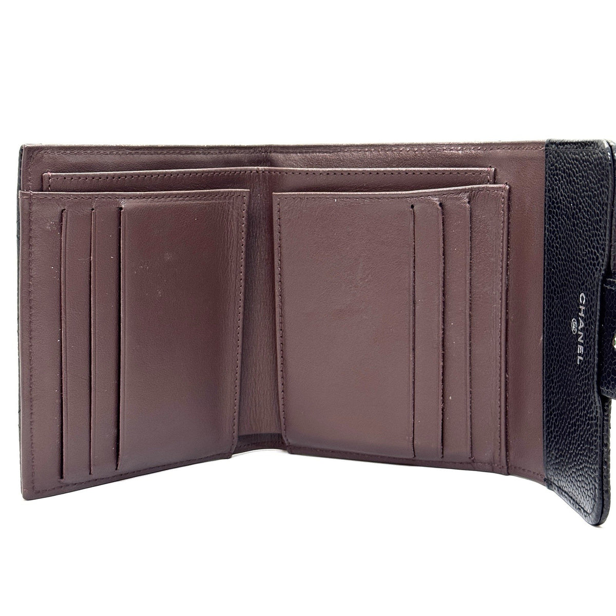 Chanel Trifold Flap Wallet Portemonnaie Caviar Leder Schwarz & Silber 2021