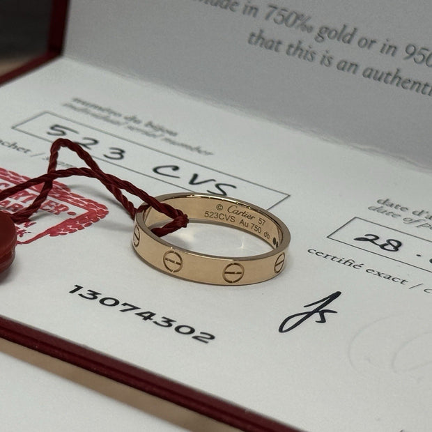 Cartier Love Ring 750er Roségold 3,6 mm kleines Modell Größe 57