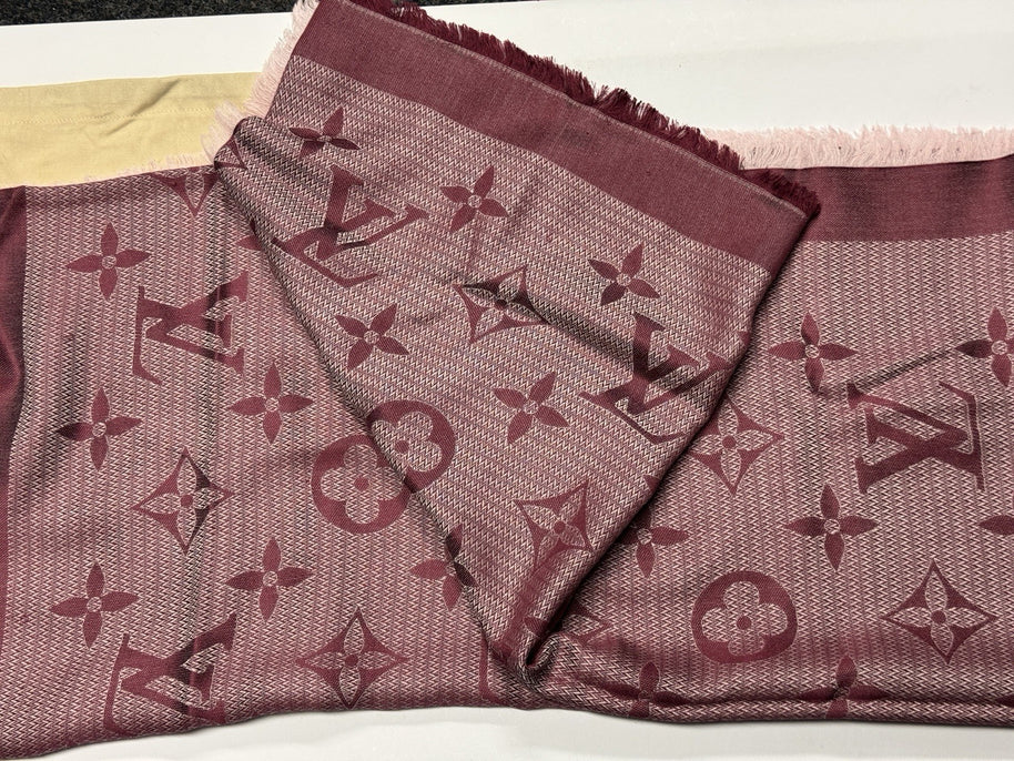 Louis Vuitton Monogram Seide Tuch/Schal 140cm Burgunder Rot Lila M73668