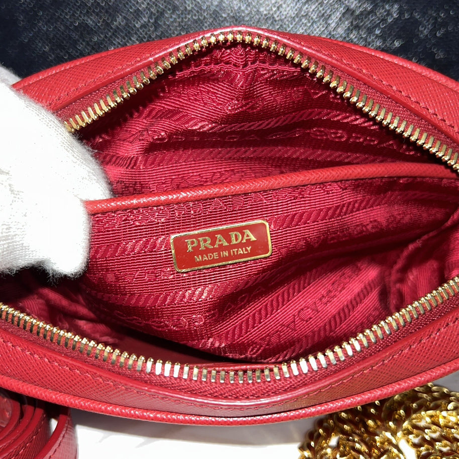 Prada Saffiano Lux Fuoco Rot 1BL007 Bum Bag Belt Gürteltasche Umhängetasche