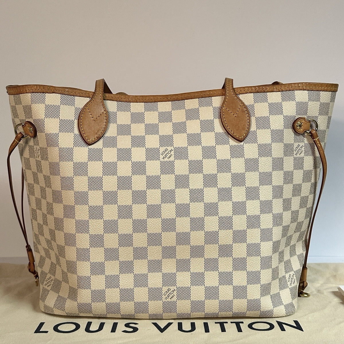 Louis Vuitton Neverfull MM + Pochette Damier Azur 2019 mit Original Rechnung