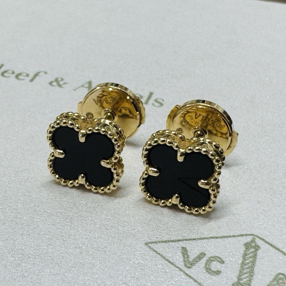 Van Cleef & Arpels Ohrstecker Sweet Alhambra 18 Karat Gelbgold, Onyx VCARA44900