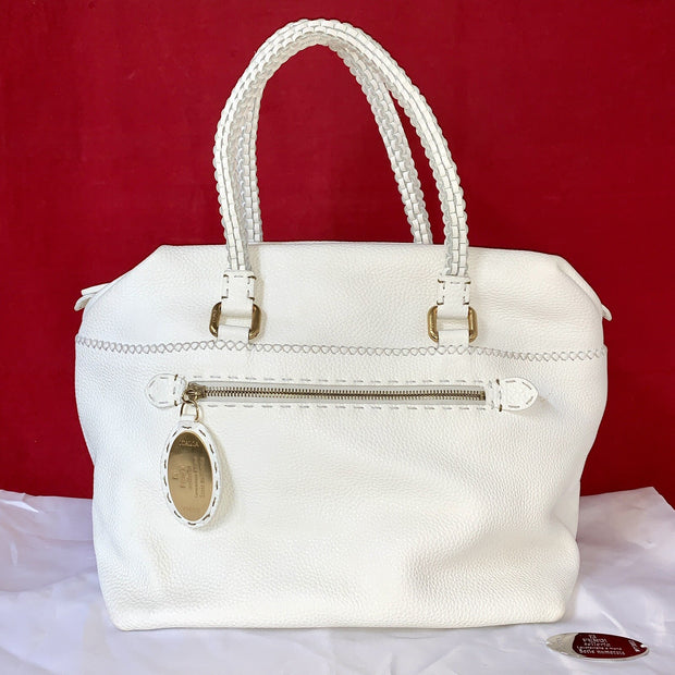 Fendi Selleria Peekaboo Lavorazione a mano Damen Handtasche Weiß Tote Bag