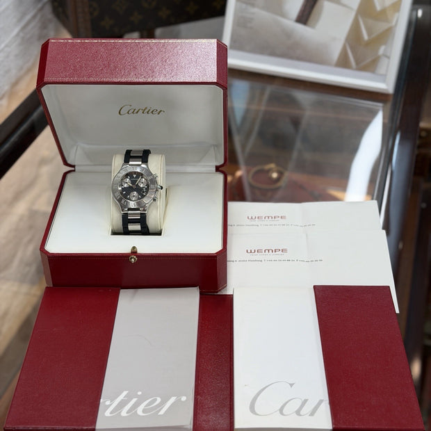 Cartier 21 Chronoscaph Chronograph 38mm Sport Stahl Quartz 2424 W10125U2