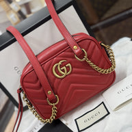 Gucci GG Marmont Mini-Kameratasche Schultertasche Leder Rot/Gold 448065