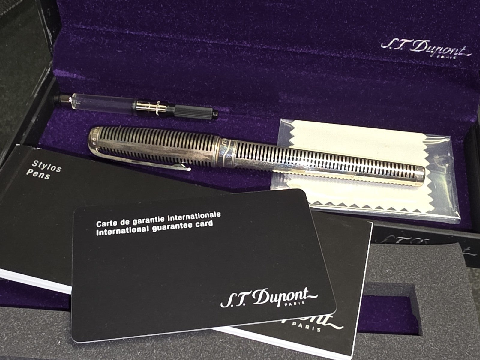 ST Dupont Olympio Laque De Chine Sterling Fountain Pen B Nib Füllfederhalter NEU