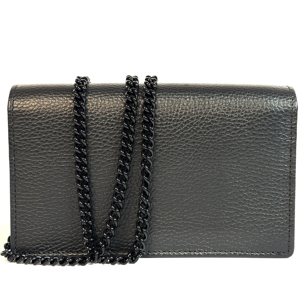 GUCCI GG MARMONT BRIEFTASCHE MIT KETTENRIEMEN SCHWARZ WALLET ON CHAIN WOC TOP