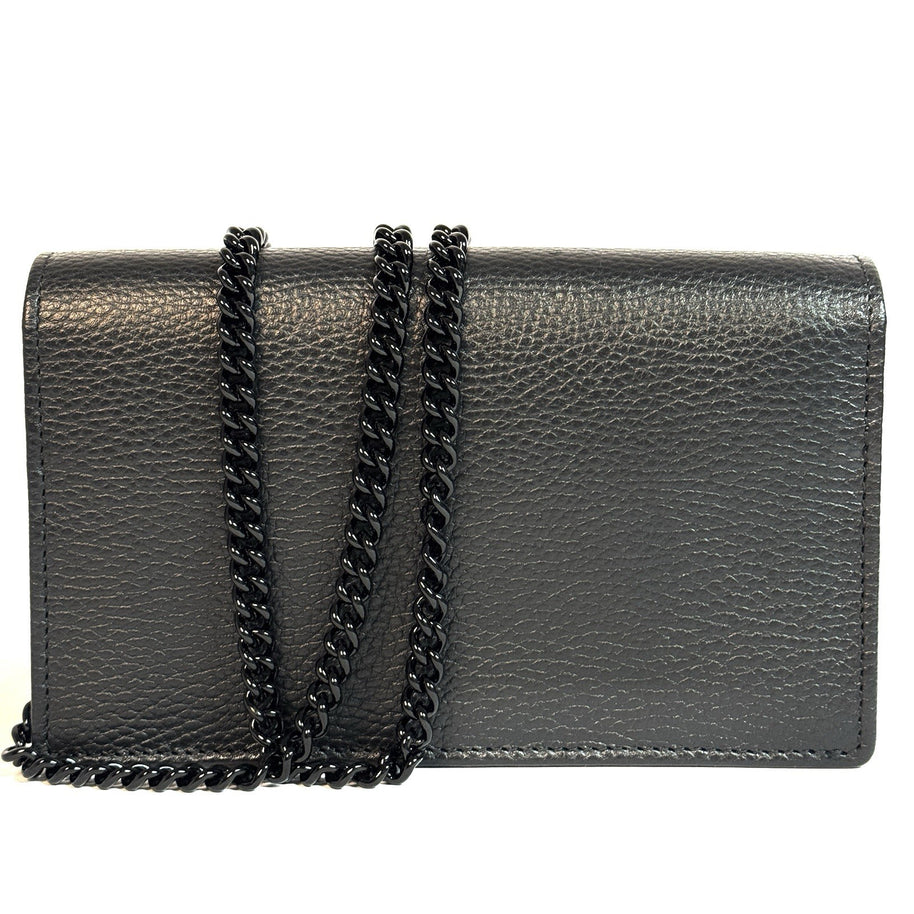 GUCCI GG MARMONT BRIEFTASCHE MIT KETTENRIEMEN SCHWARZ WALLET ON CHAIN WOC TOP