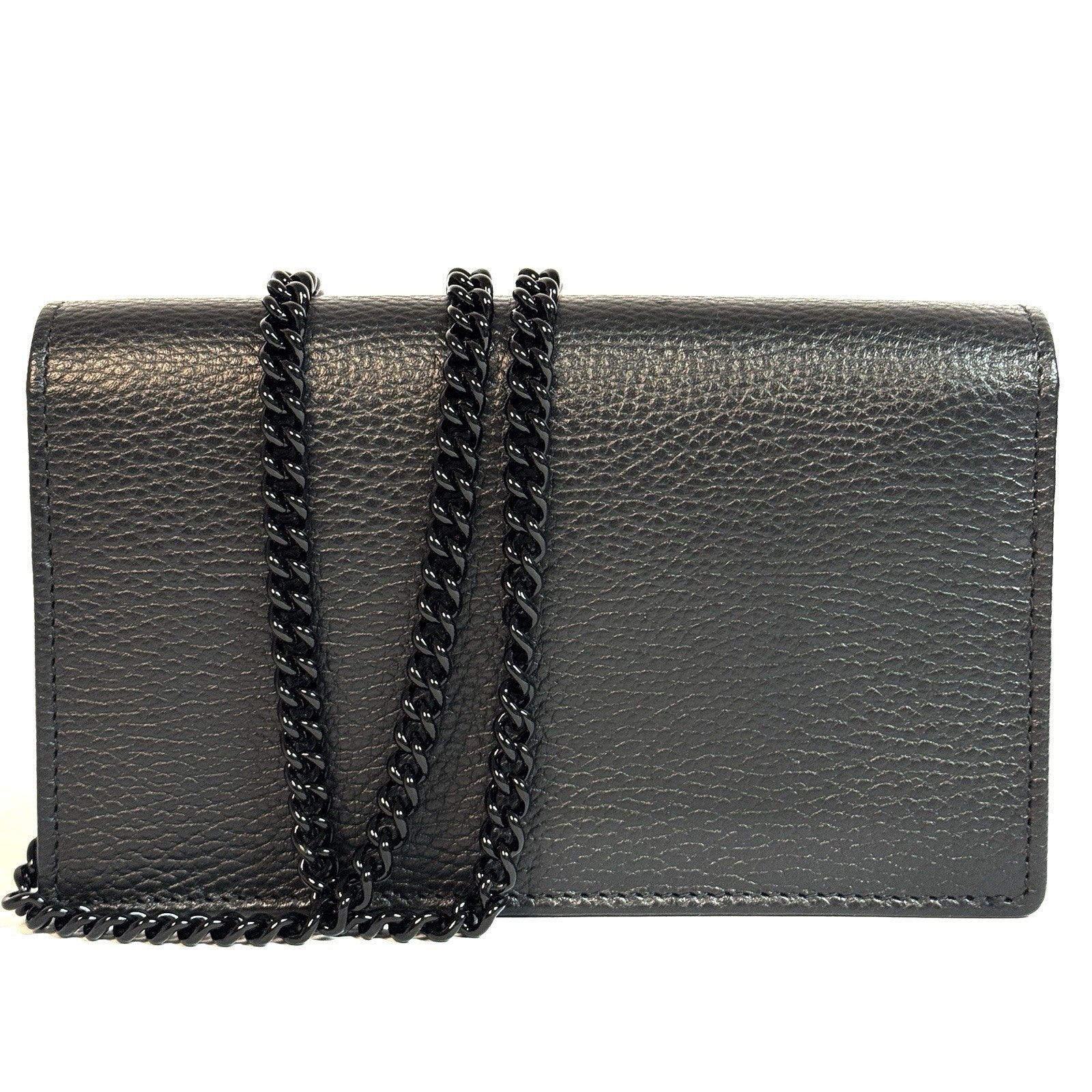 GUCCI GG MARMONT BRIEFTASCHE MIT KETTENRIEMEN SCHWARZ WALLET ON CHAIN WOC TOP